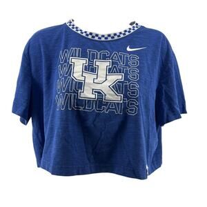 Nike Kentucky Wildcats Slub Ringer Performance Cropped T-Shirt Royal Women Small